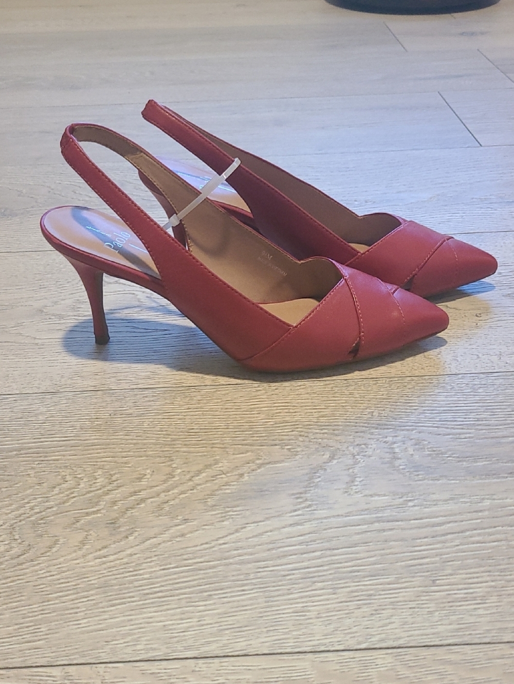 Paolo Leather Red Pointed-Toe Slingback Heels